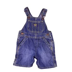 OshKosh B'Gosh Baby Boys 12M Vest-back Short Overalls Carpenter Med/Drk Wash